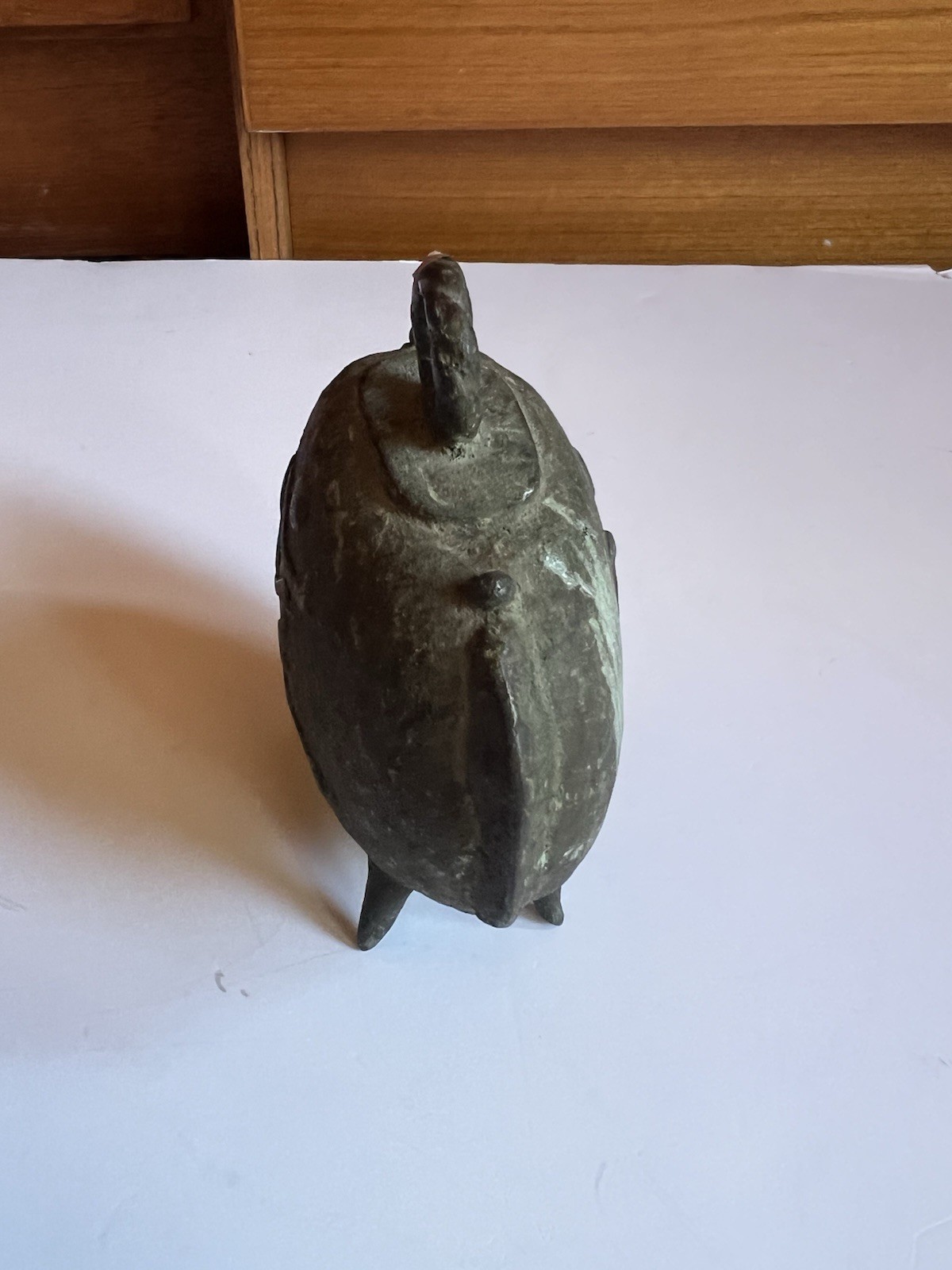 Vintage Oriental Brass Bell Cow Elephant Legs Inscribed