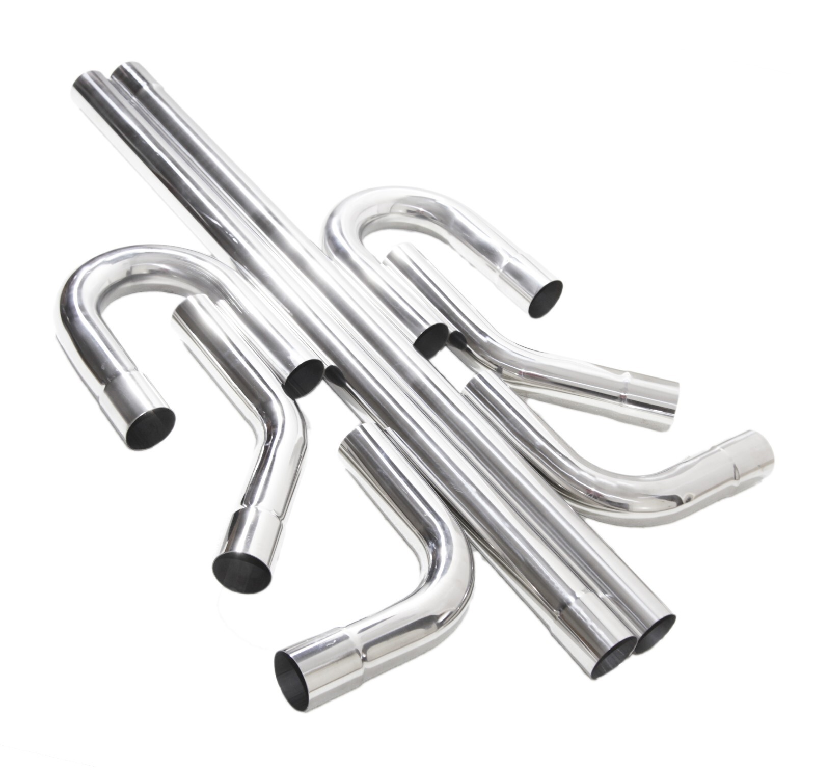 SS Straight+45DEG+90DEG+U Bend DIY Custom Mandrel Exhaust 8PC 2.5" OD Pipe Kit