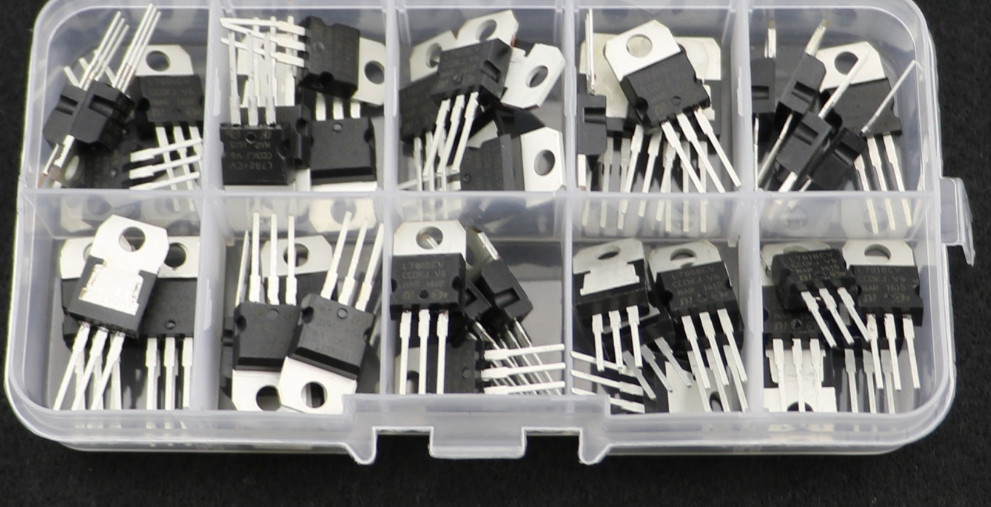 50Pcs 10 Values Voltage Regulator IC Assortment Assorted Kit L78 Series
