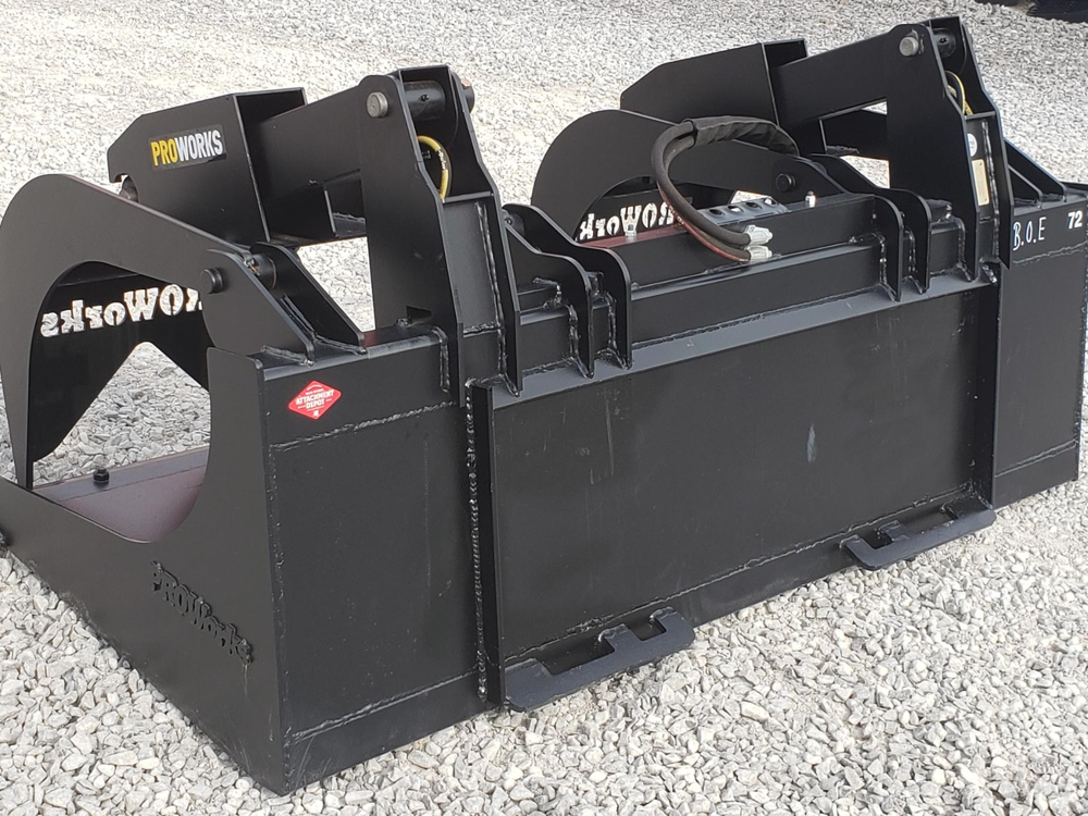 72″ Severe Duty Solid Bottom Bucket Grapple with Bolt on Edge Fits Skid Steer QA
