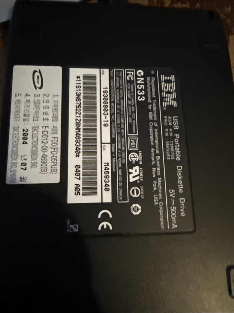 IBM USB Portable Floppy Disk Drive 3.5” External Tested