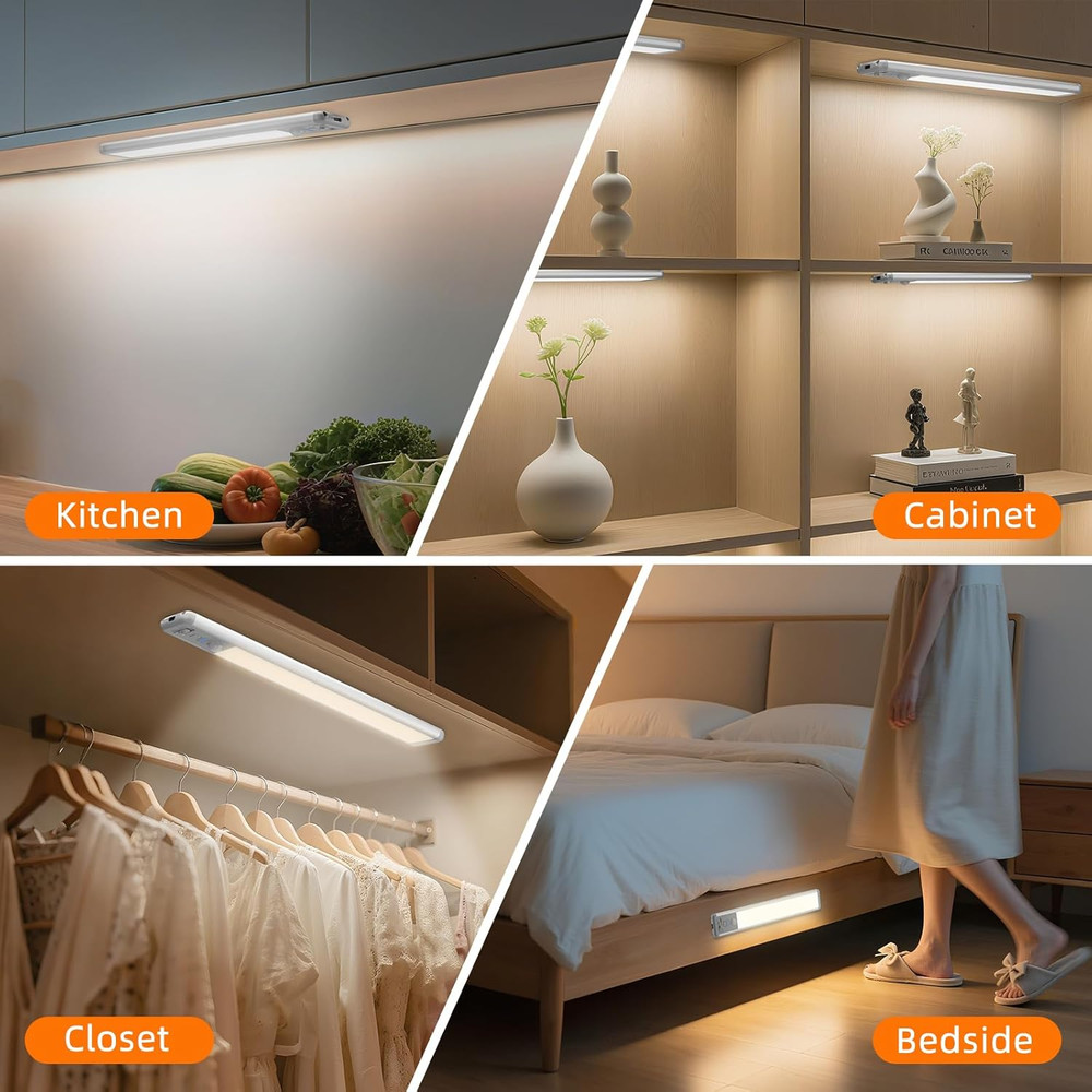 Under Cabinet Lighting Wireless, 15Inch Rechargeable Motion Sensor Light Indoor,