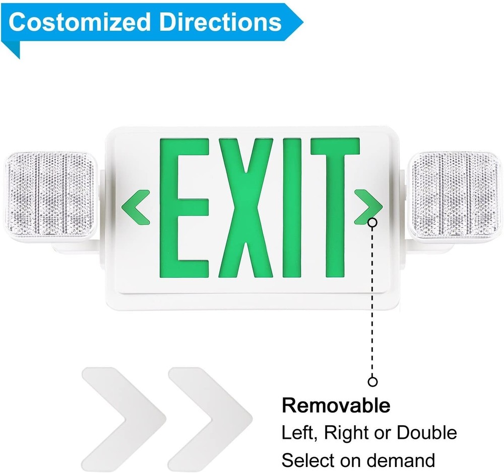UL Listed 6 Packs Led Green Exit Sign with Battery Backup Combo Exit Light.