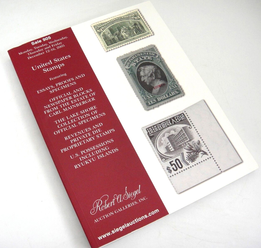 Siegel Stamp Auction Catalog 2005 Essays Proofs Newspaper Blocks Revenues #905