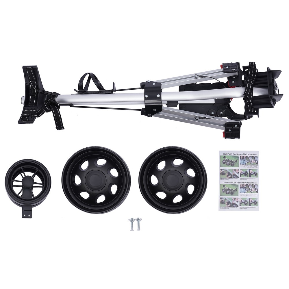3-Wheel Golf Push Pull Cart Lightweight Folding Golf Walking Push Cart
