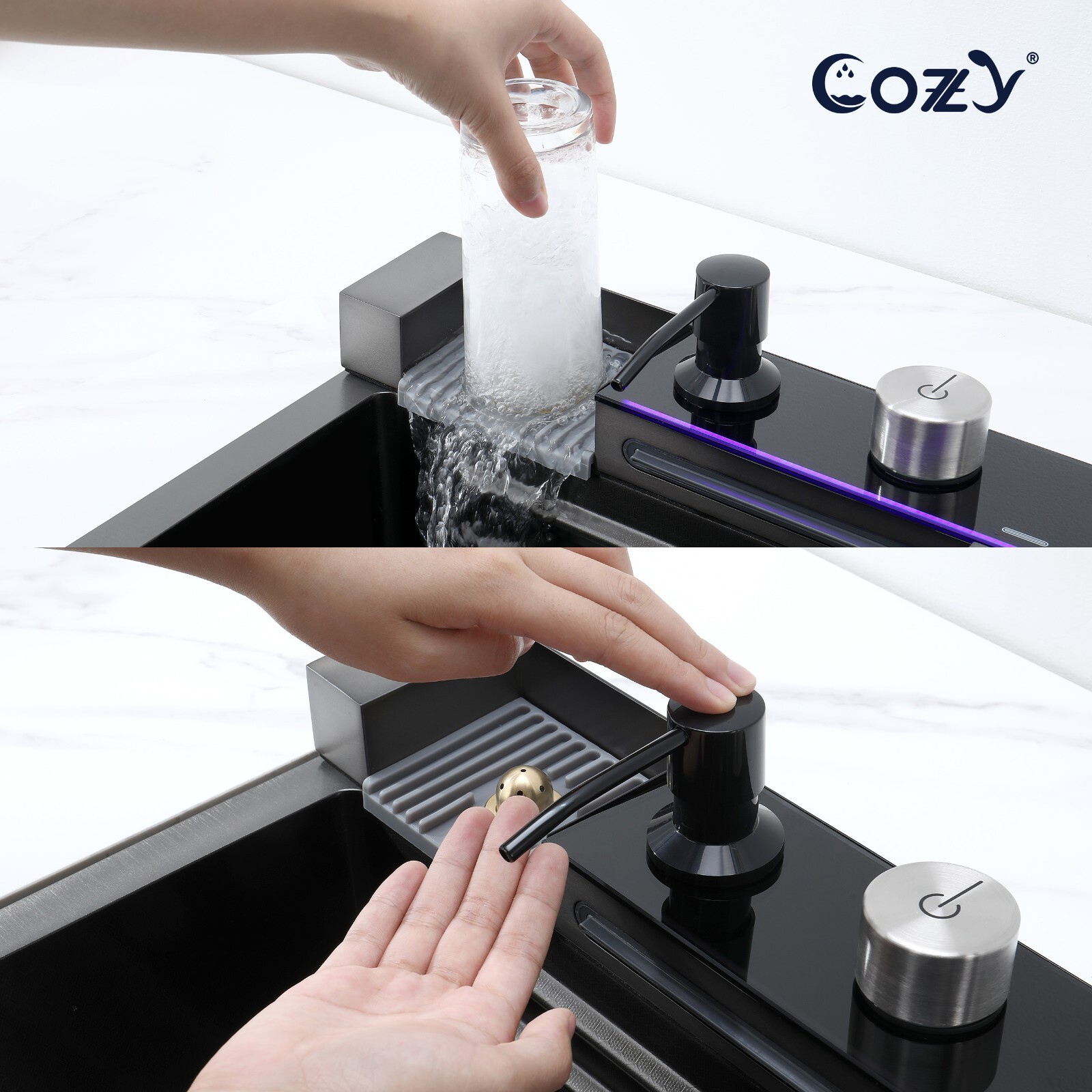 Multifunctional Workstation Overmount Kitchen Sink Faucet Combo & Cutting Board