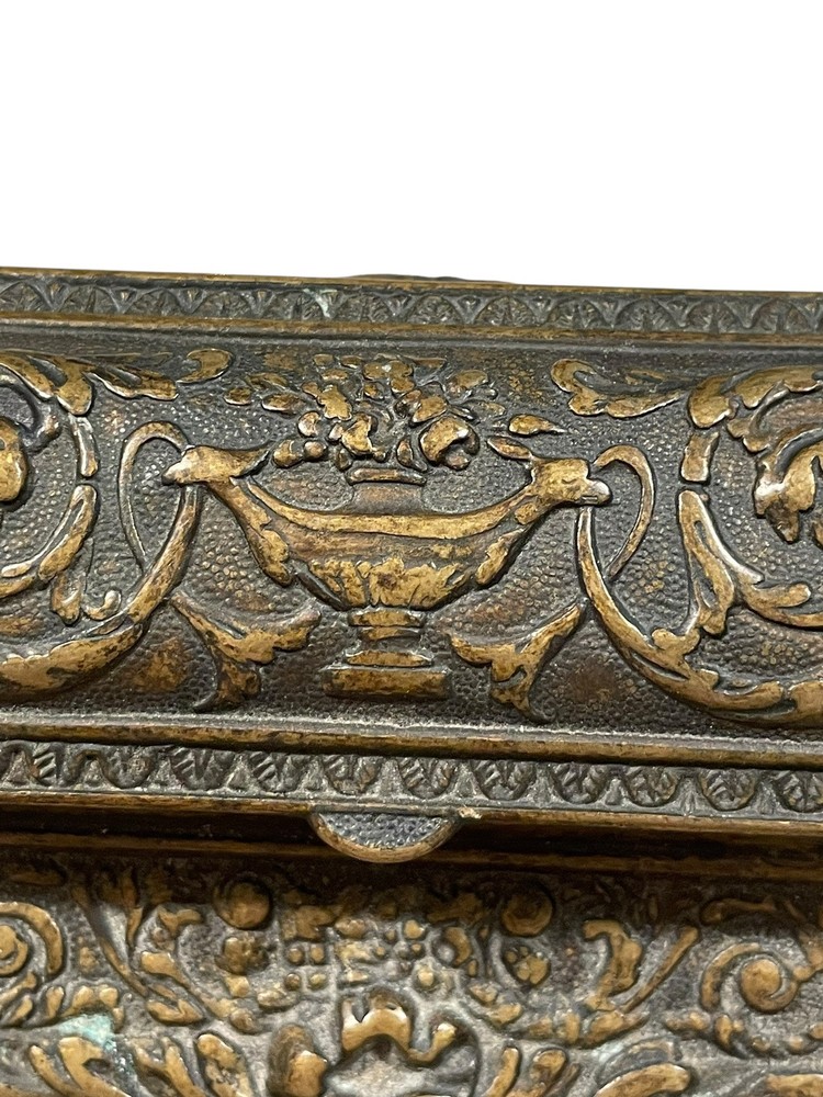 Antique Victorian Scrolled Brass Postage Stamp Holder