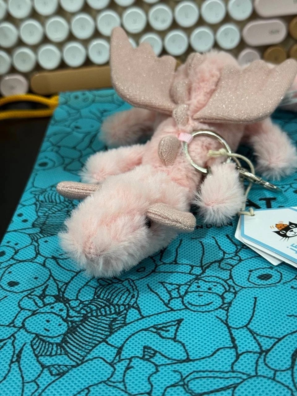 Jellycat Pink Dragon Bag Charm Plush Keychain NWT Gift