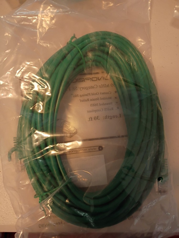 350MHz Cat 5E Patch Cord 30ft- Green