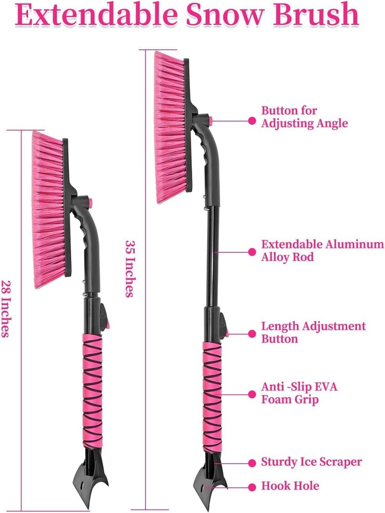 35 Inch Multi-functional Snow Brush and Ice Scraper - Effortless Snow Clearing