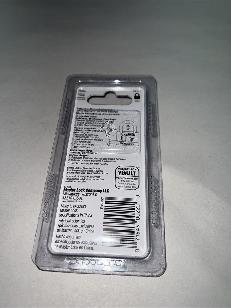 Master Lock Mini Black Keyed Padlock 2 Pack Package Model 121T