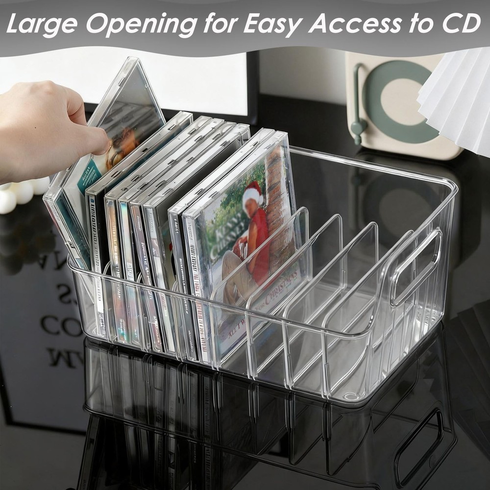 Clear CD Holder 2 Pack, Plastic CD Storage Box, CD Storage Racks, DVD Storag ...