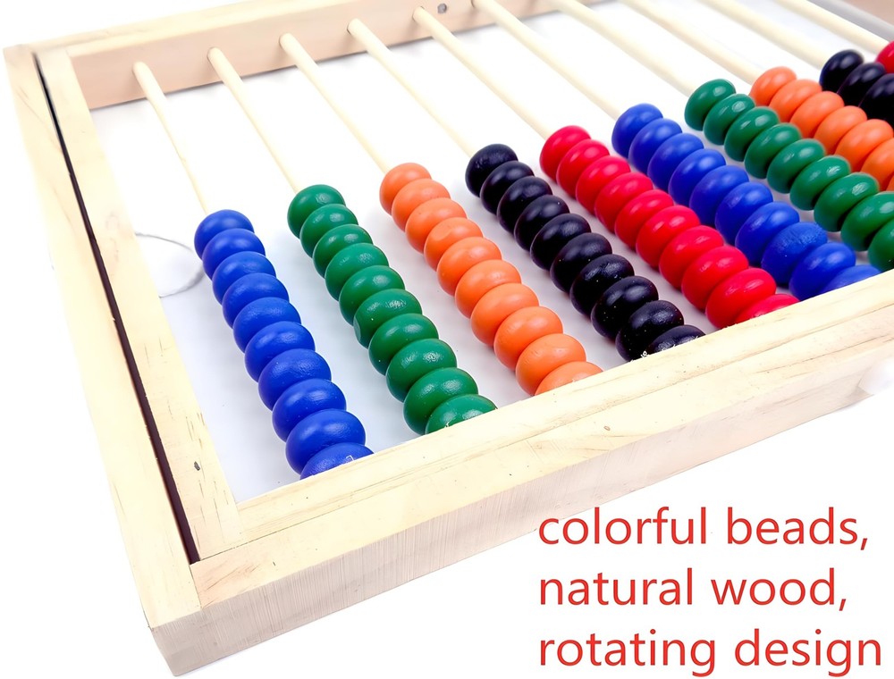 Wooden Counting Number Frame, 10 Rows Abacus for Kids Learning Math