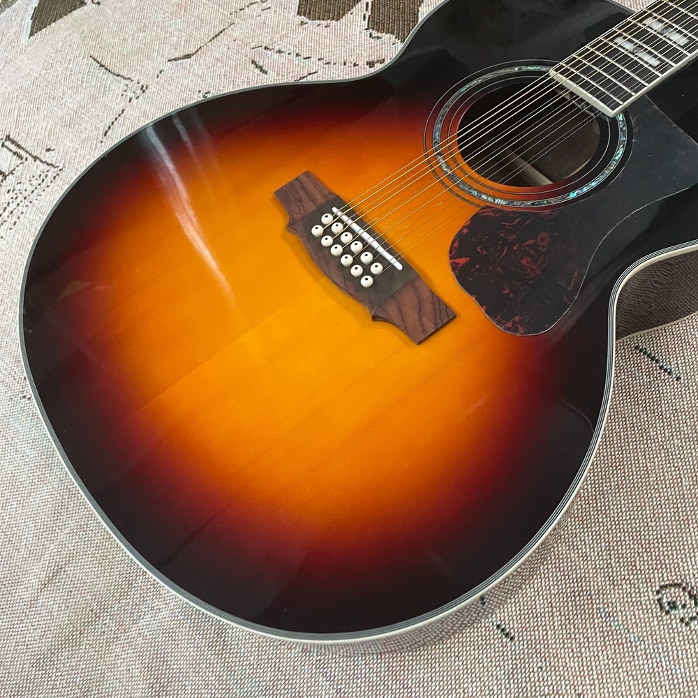 SJ200 Acoustic Electric Guitar 12sTRING Only Top Solid Spruce B&S Maple FreeShip