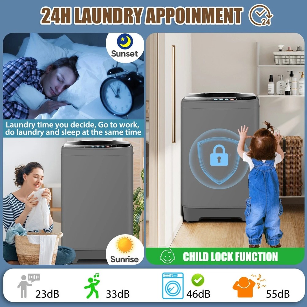 20Lbs Washing Machine Full Automatic Laundry Washer +LED Display for Home/APT