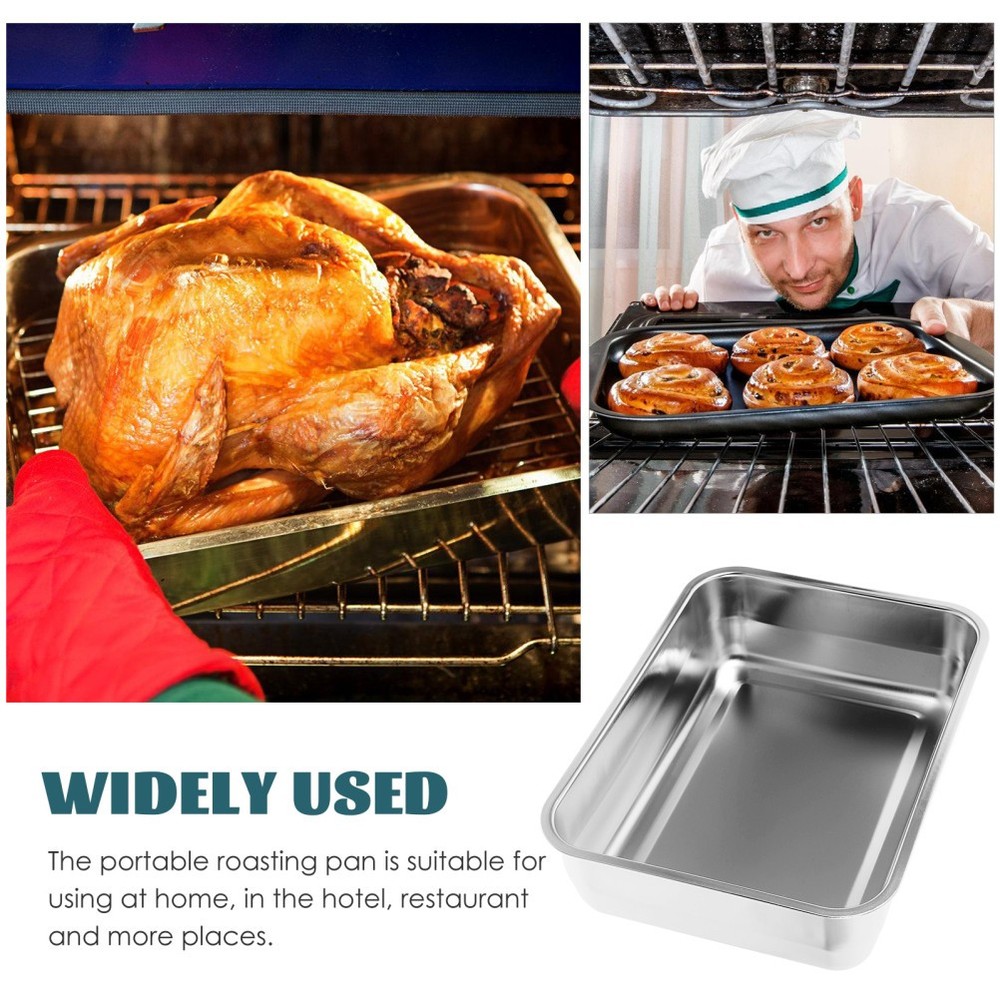 Trays for Food Serving Rectangular Roasting Dish Compact Stainless Pan