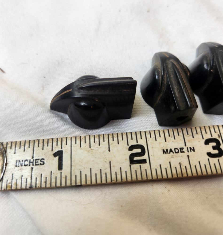 Lot of 5 Black Chicken Head Control Knobs Ridge Back