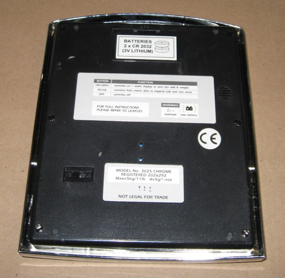 Vintage Salter kitchen electronic baking scale, #3025 Chrome Tested