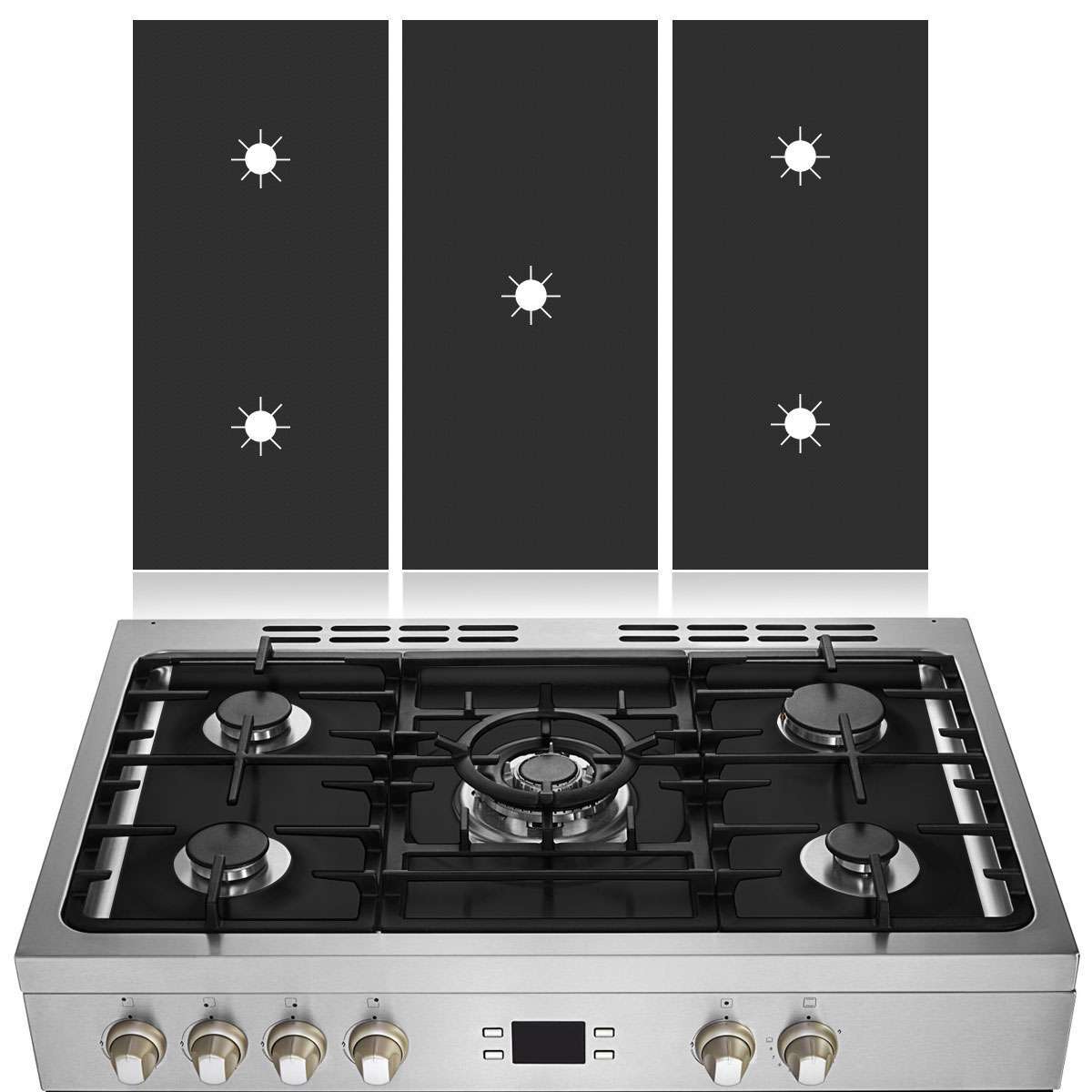 3pcs Gas Range Stove Top Burner Cover Protector Reusable Liner Clean Non-stick