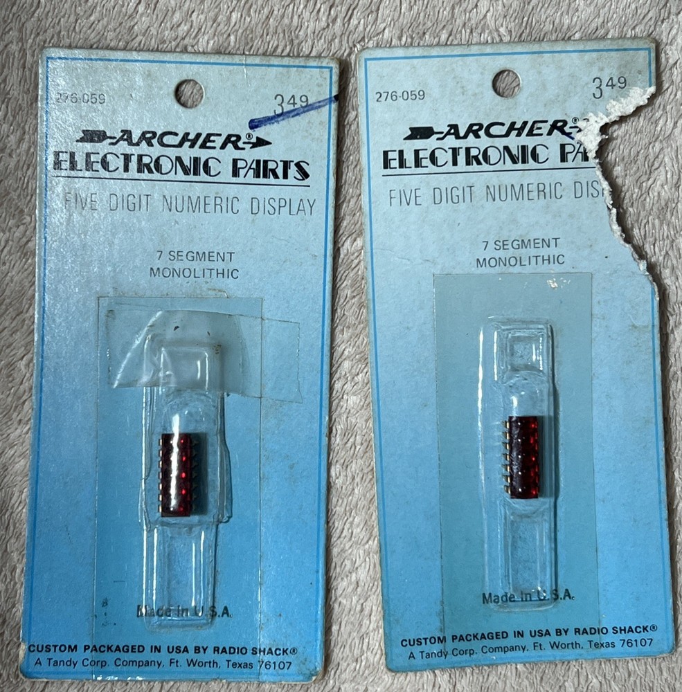 (2)Vintage Archer Electronics 276-059 - Five Digit Numeric Display - NOS & Other