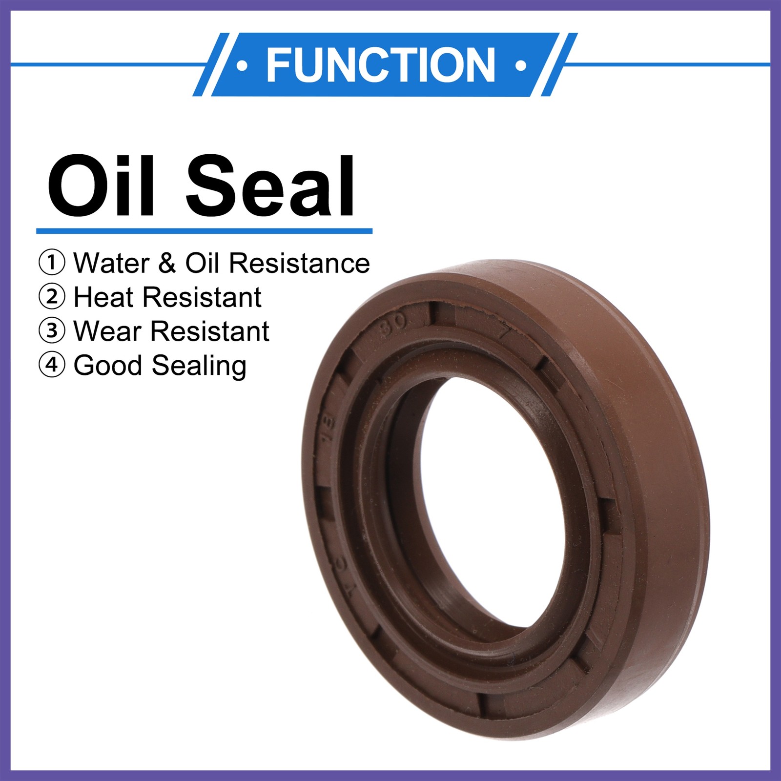 Oil Seal Seal Ring Rotary Shaft Seal FKM Rubber 18x30x7mm 2 Pcs