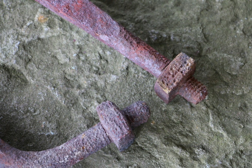 Antique Blacksmith Made Hinge Halves From A 200 Year Old Log Cabin