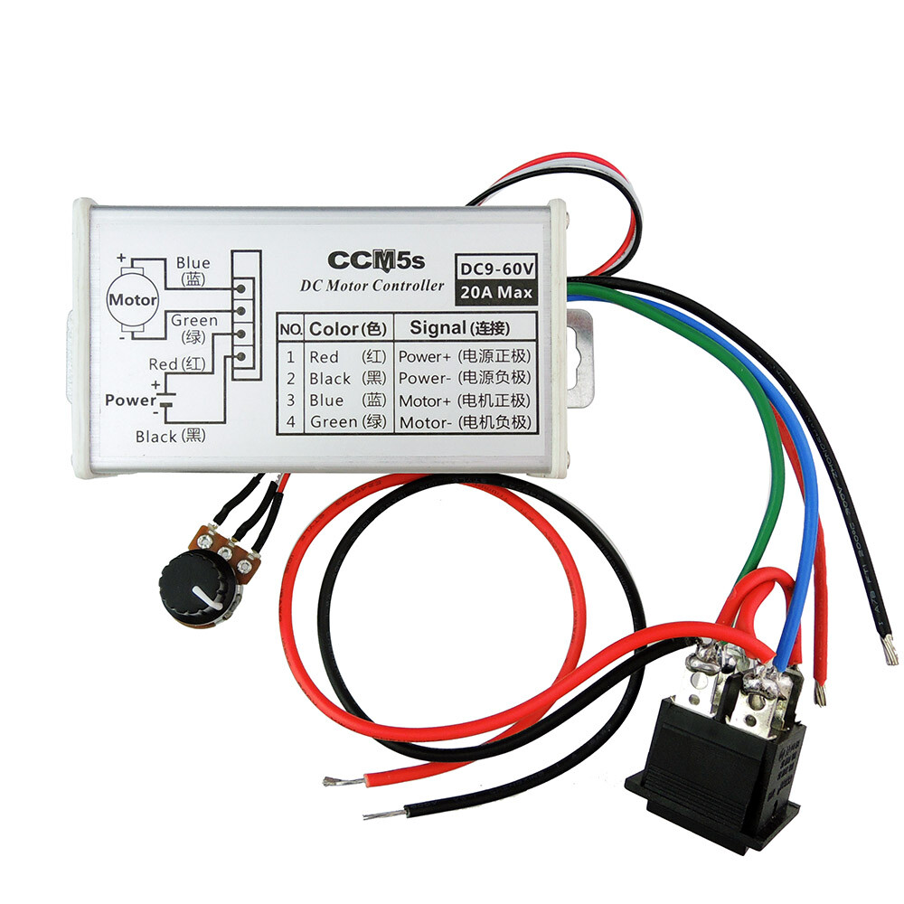 DC 9-60V PWM Motor Stepless Variable Speed Controller Reversible Switch CW / CCW
