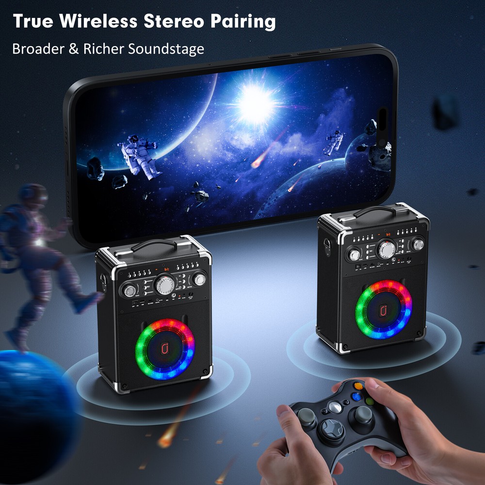 Home Karaoke Machine BT 5.0 +3 Wireless Microphone with Dynamic Lights +Remote