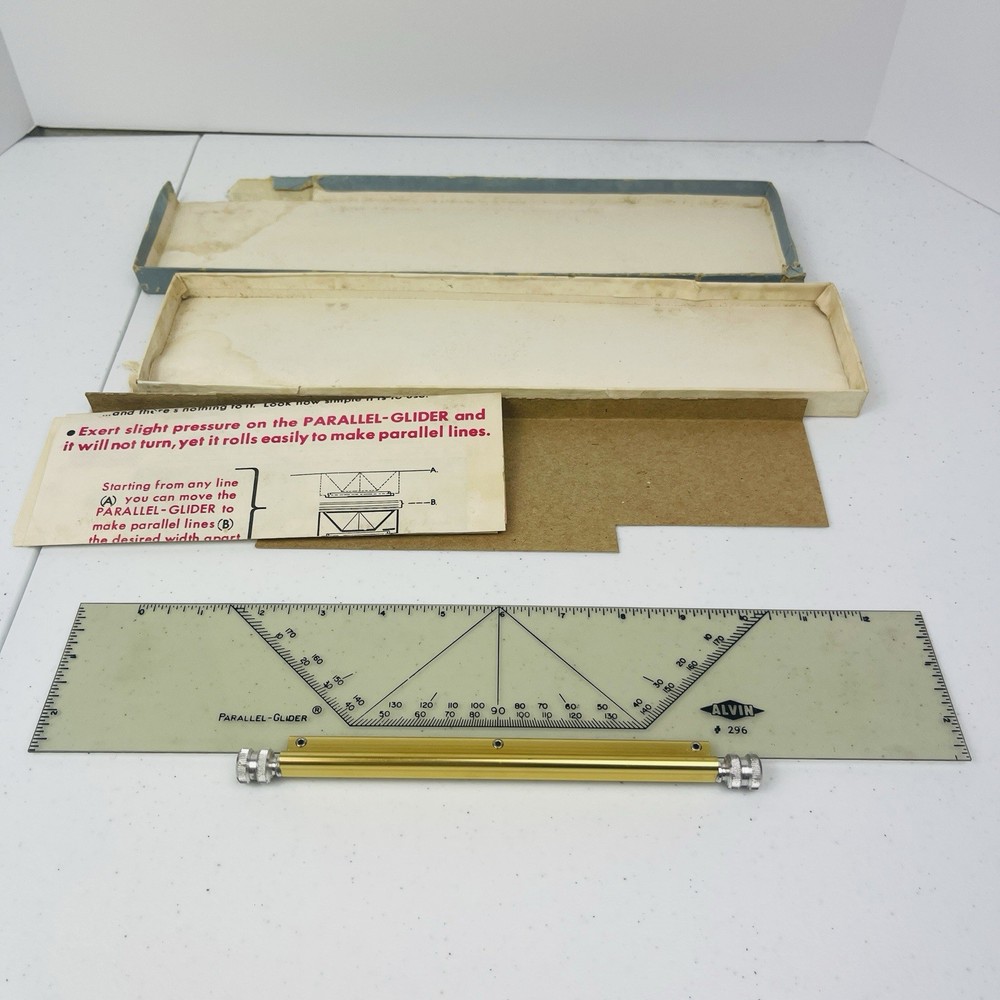 Vintage Alvin 295 Parallel Glider Drafting Tool w Original Box Instructions