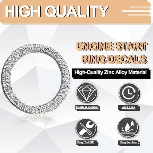 2PCS Bling Crystal Rhinestone Engine Start/Stop Decoration Double Row-White