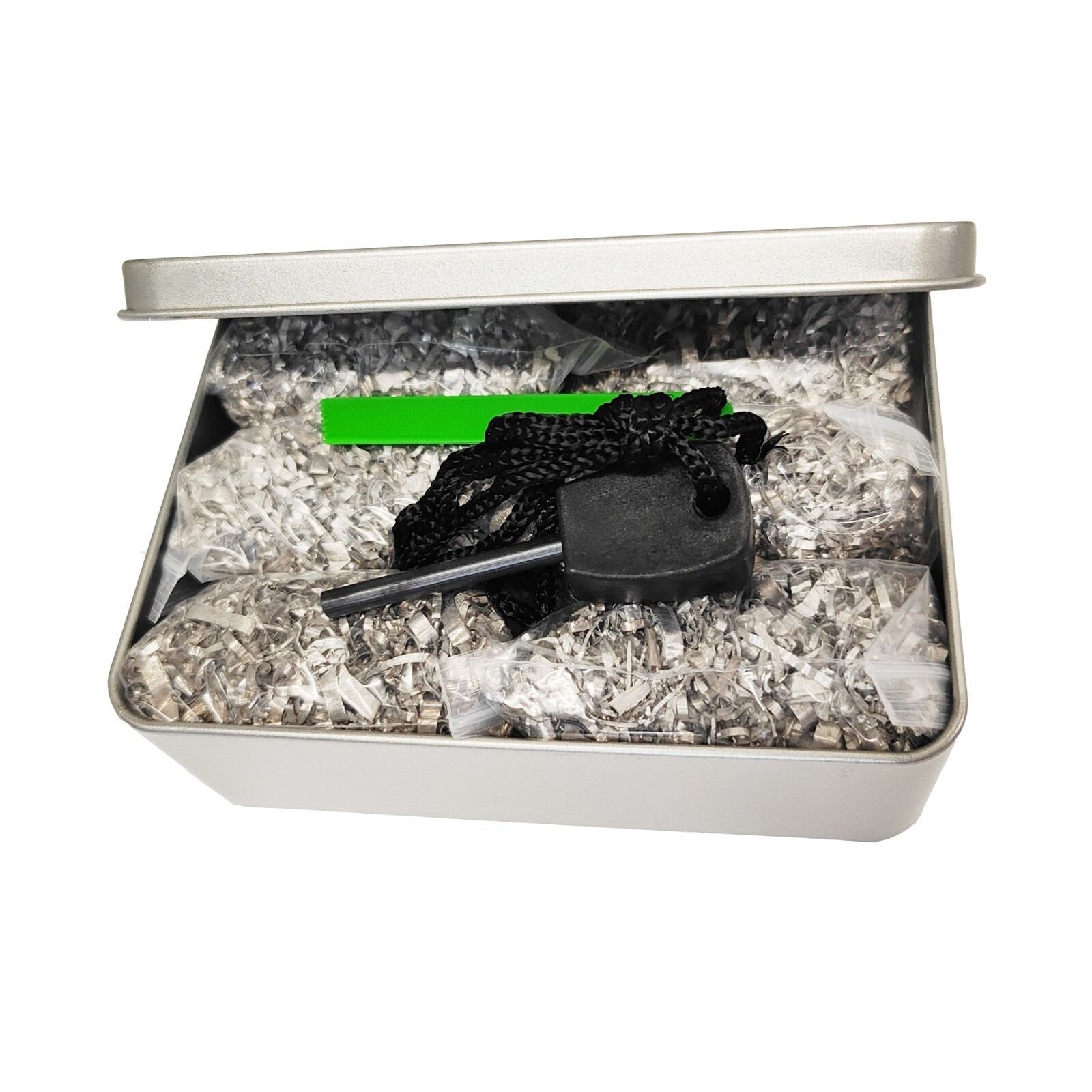 Emergency Fire Starter 6bag Magnesium FREE Ferro Rod Tin Can for camping hiking