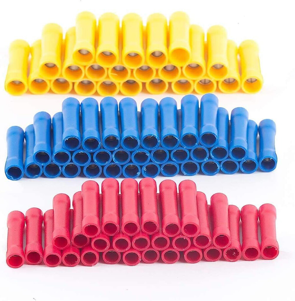 500Pcs Insulated Electrical Straight Butt Splice Crimp Wire Connectors Terminals