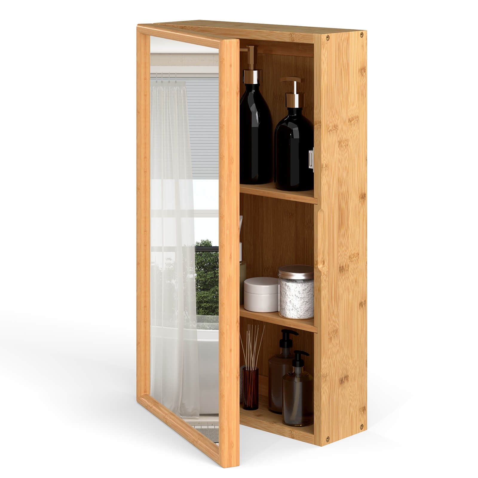 Small Medicine Cabinet w/Mirror Door & Removable Shelves for Compact Spaces