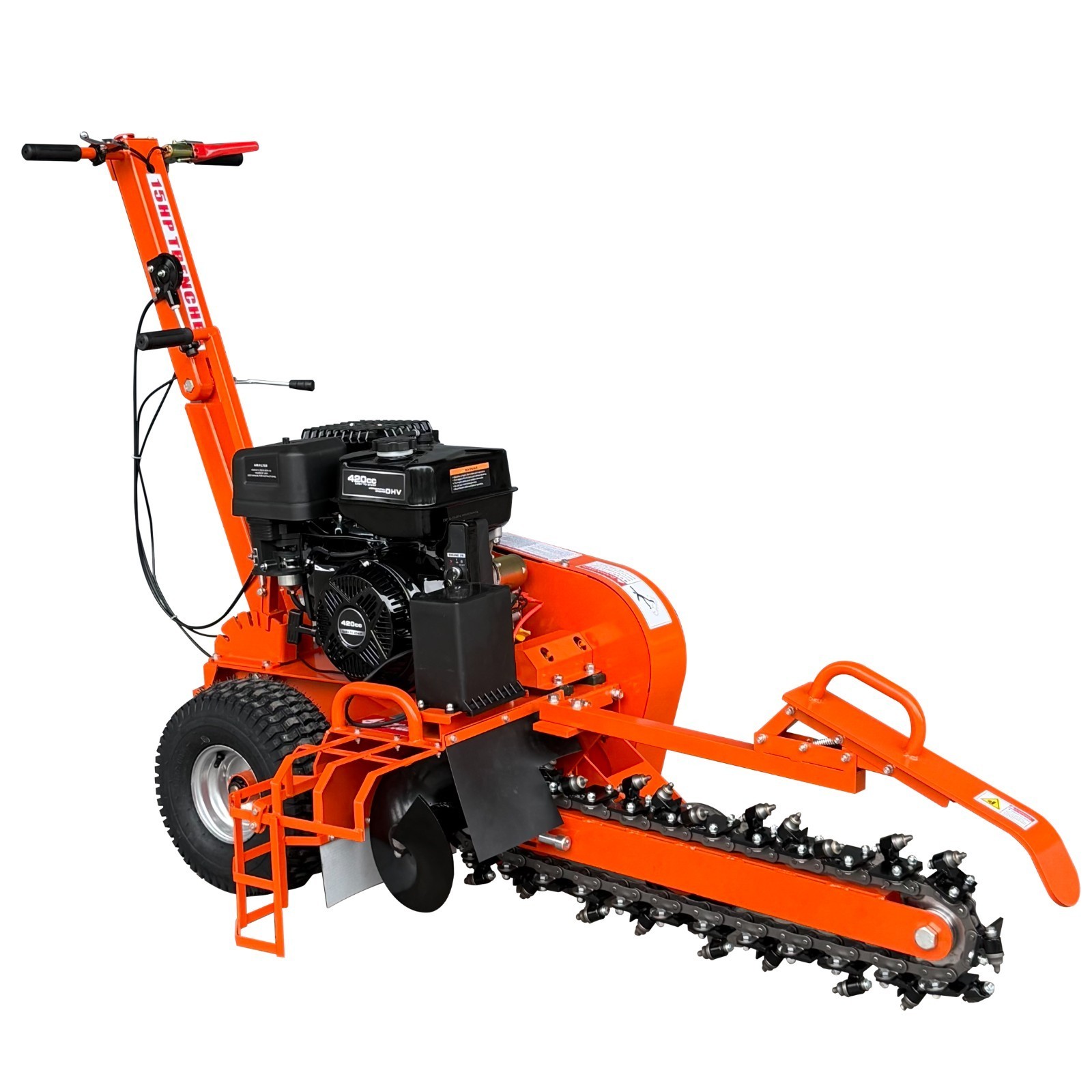 Gas Walk Behind Trencher 15HP Electric Start 24" Depth for Landscaping