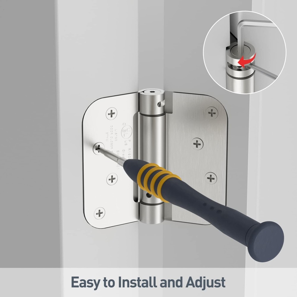 Self Closing Door Hinges, Spring Loaded Hinges 4 Inch, Brushed Nickel, 2 Pack