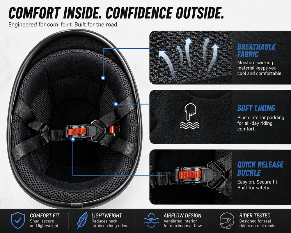 2 Pack DOT Approved Half Shell Motorcycle Helmets Matte Black Open Face Hawk Pro