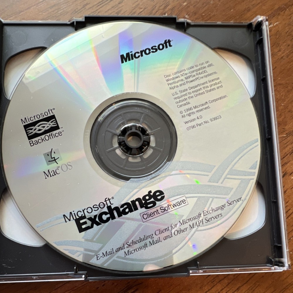 Microsoft Exchange Server 4.0 CD-ROM Standard License 5 CAL Windows NT Mac