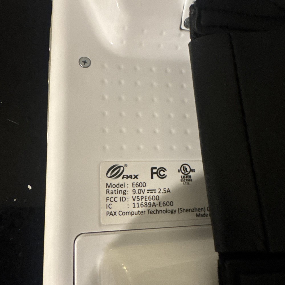 PAX E600 Smart POS Terminal – Powers On – Processor/App Loaded – Reprogram Req