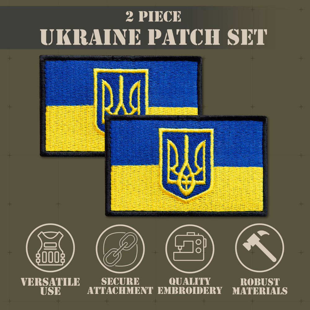 2Pcs Ukraine Flag Patch Set, Embroidered Ukrainian Patch 2x3