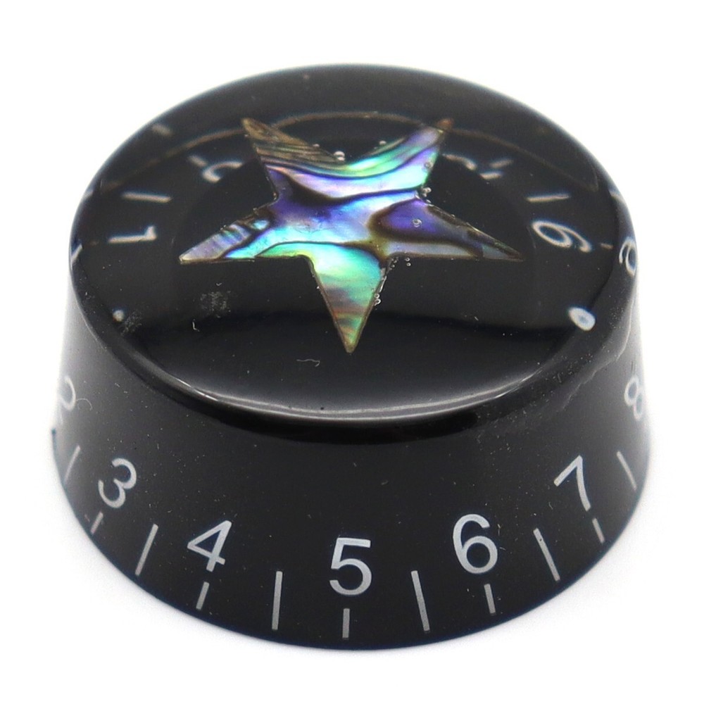 4Pcs Acrylic Guitar Knobs Black Inlaid Abalone Star Volume Tone Control Knobs