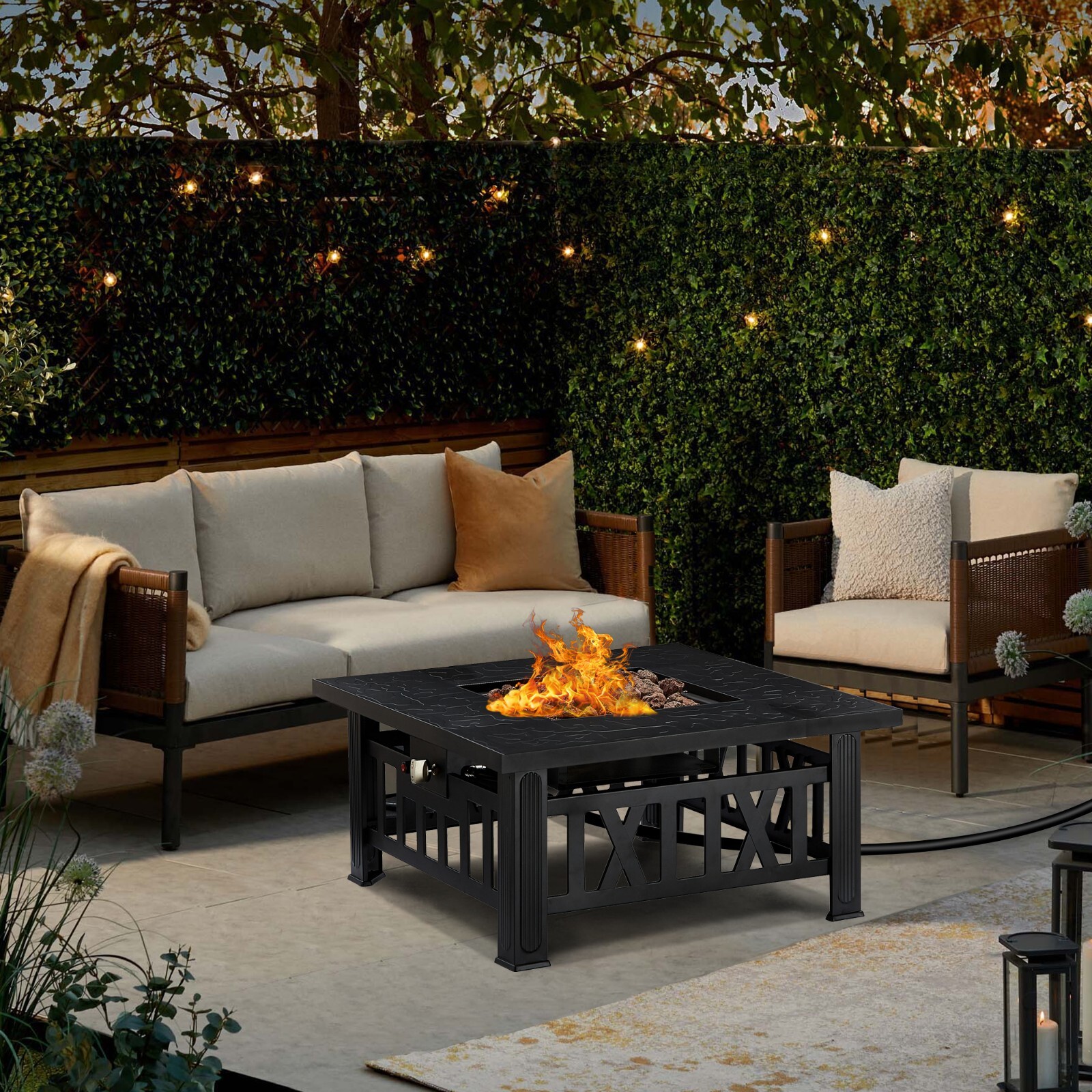 Propane Fire Pit Table 50.000 BTU Firepit Table for Outdoor Garden Patio Party