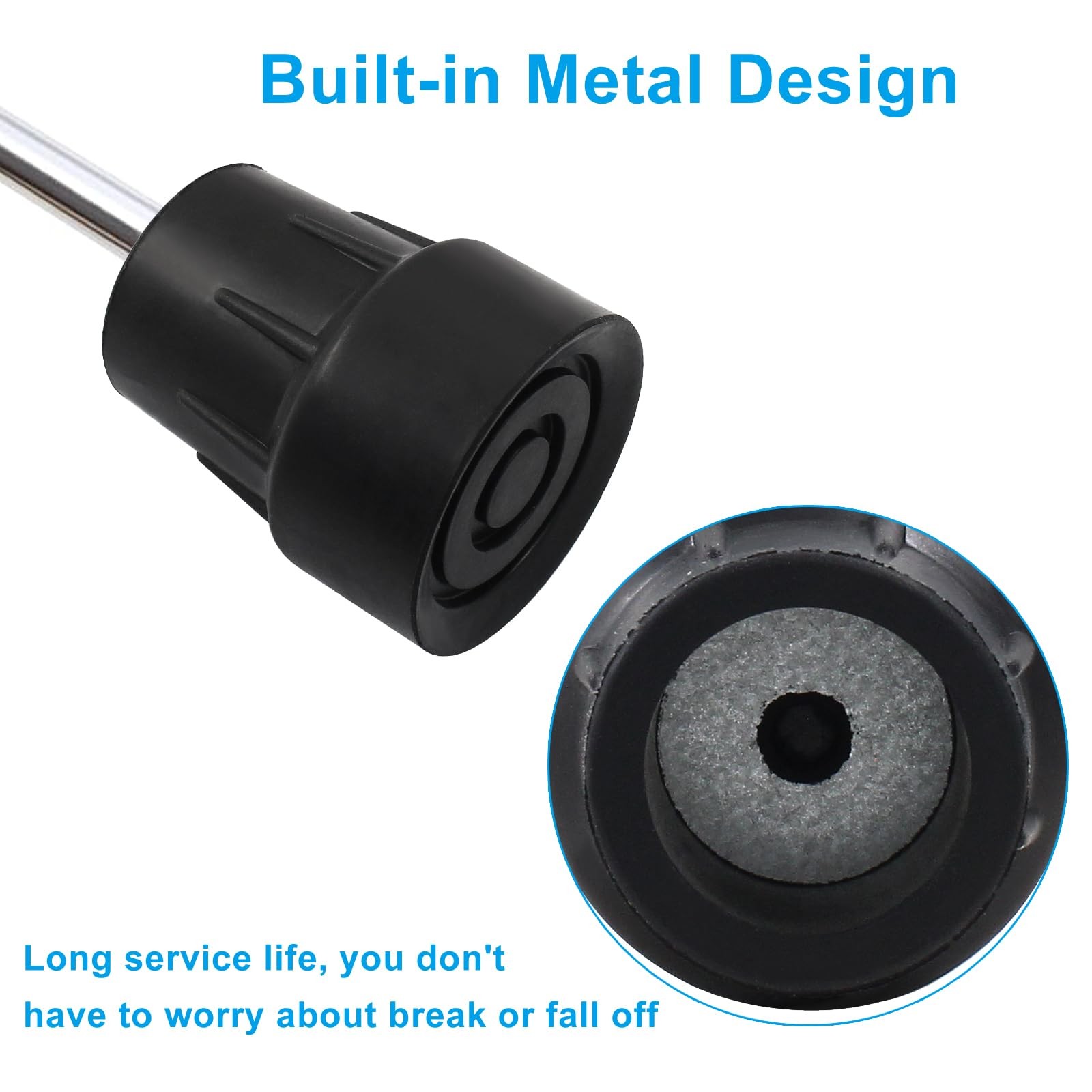 2 Pack Rubber Cane Tips 1 Inch - Thickened Heavy Duty Cane Tips - Replacement...