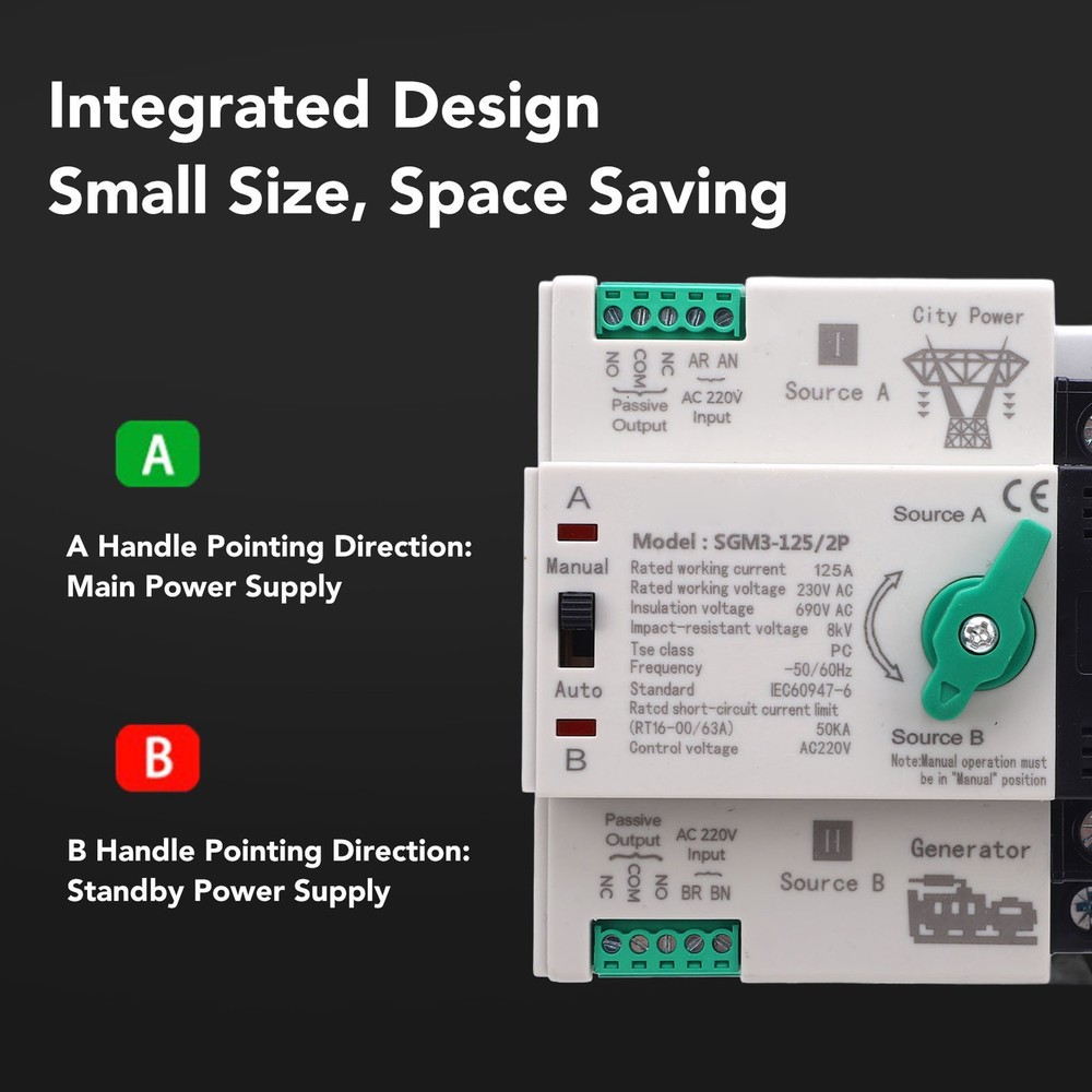 125A Double Power Automatic Transfer Switch For Generator Excellent