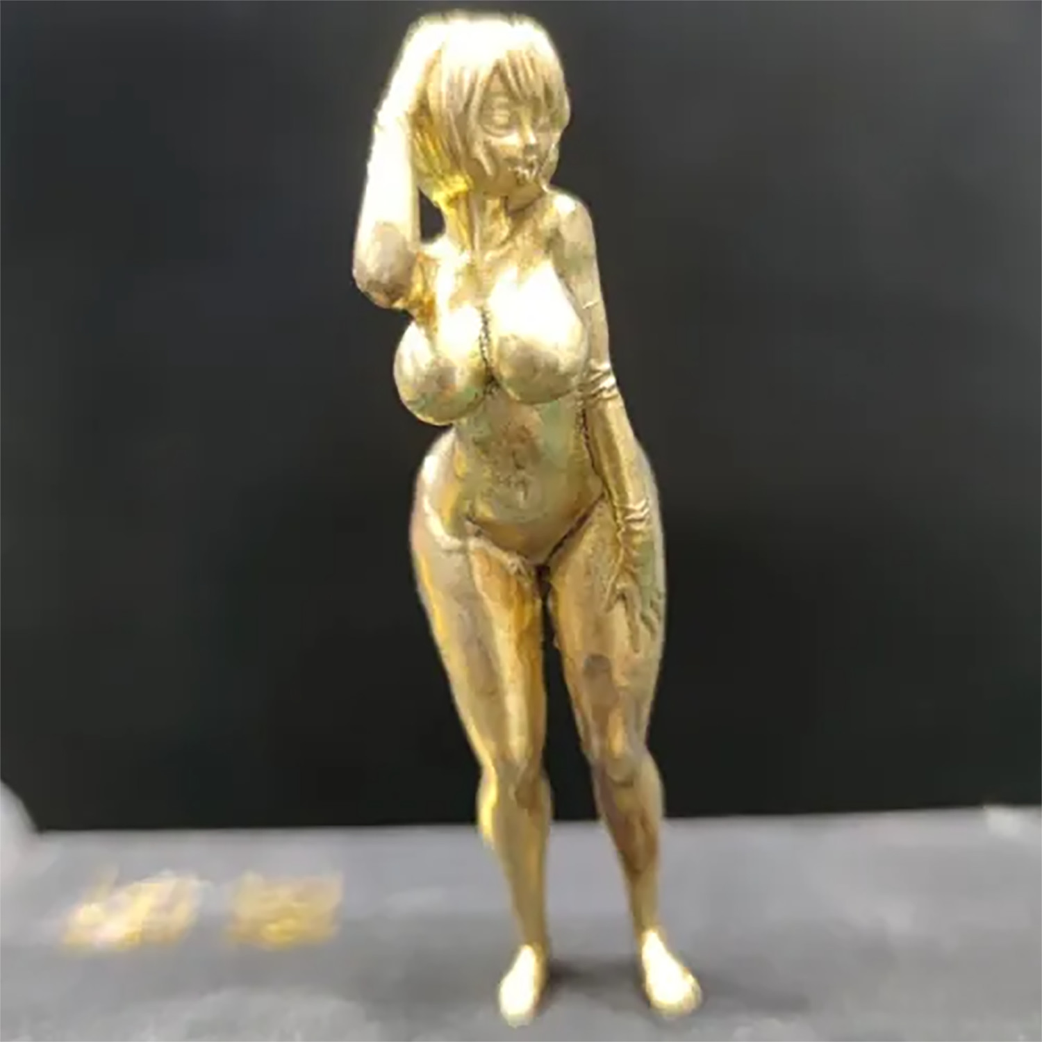 Yellow Solid Bronze Handicraft Nude Girl Fat Ass Body Model Statue Ornaments 1