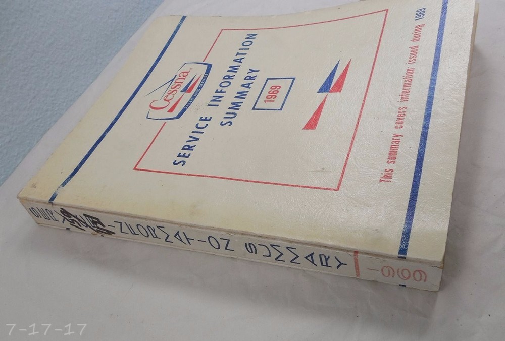 1969 Cessna Service Information Summary Catalog Manual