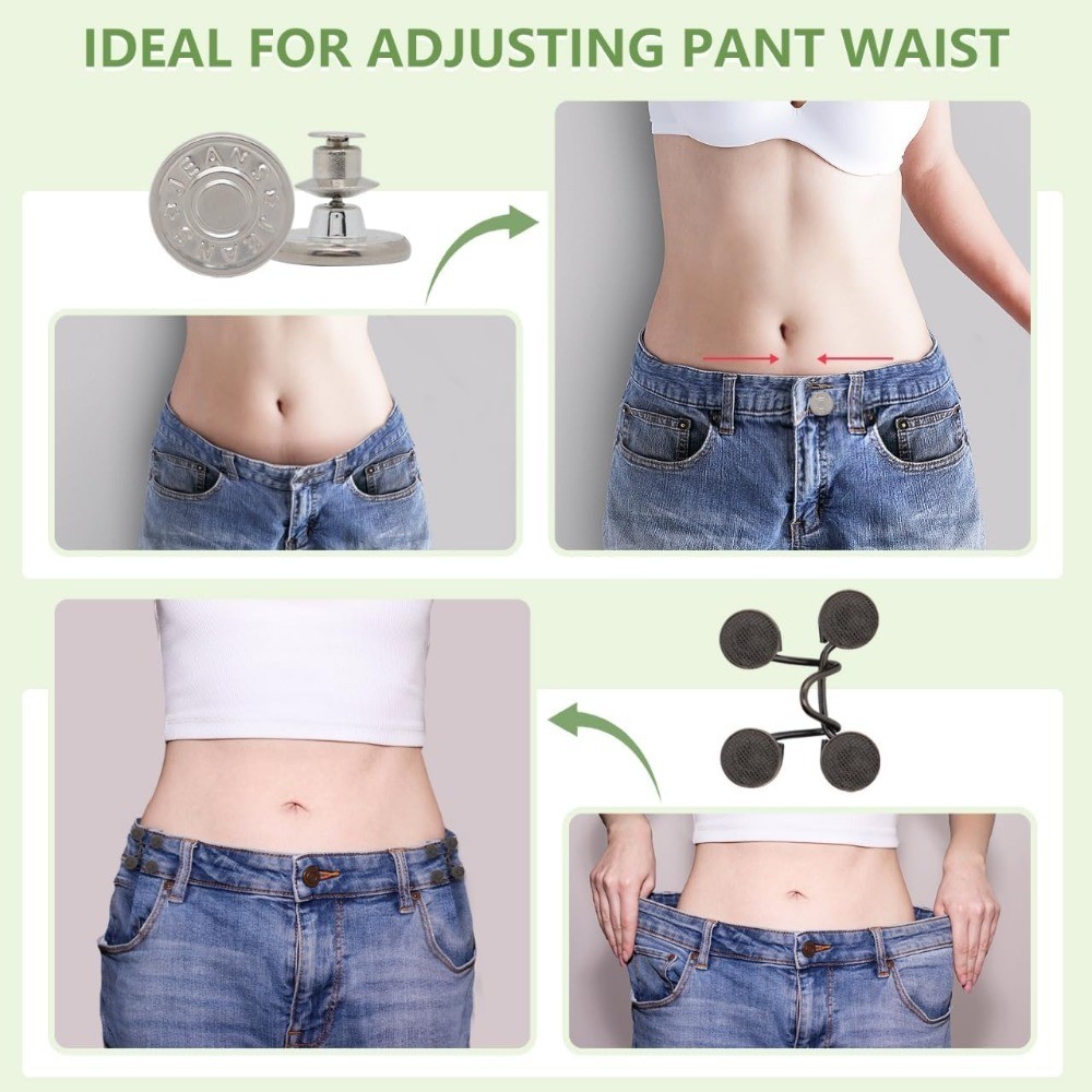 Reusable No Sew Jeans Button Replacement 10pcs Adjustable Waist Tightener Clips