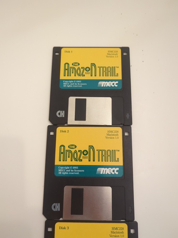 Amazon Trail 3 Floppy Disk Set MECC 1993 Disk 1 - 4 Complete No Box Just Games