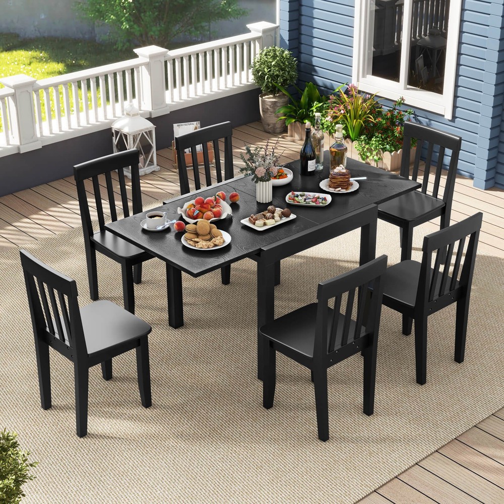 Patio Expandable Dining Table 31.5"-63" Adjustable Rectangular All Weather Table