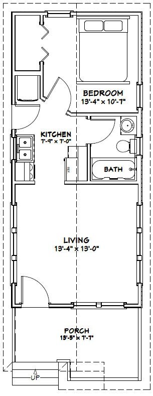 14x32 Tiny House -- 447 sq ft -- PDF FloorPlan -- Model 1R