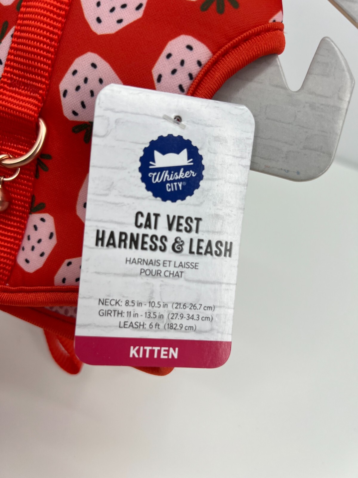 Whisker City Cat Vest Harness & Leash Set for Kittens Strawberry Theme